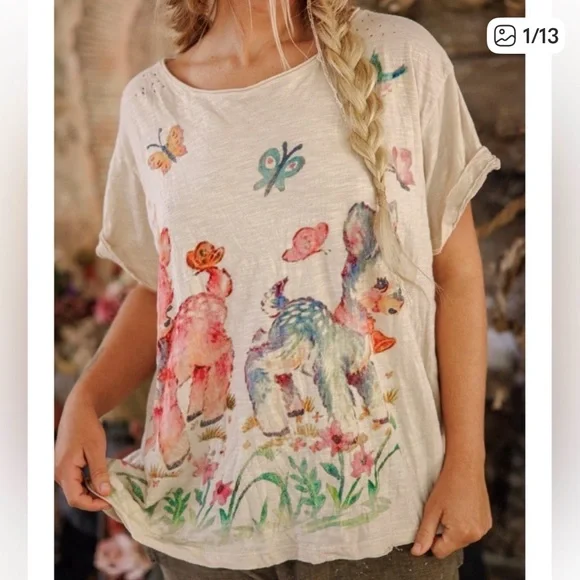 NWT🦌🦋🐦Magnolia Pearl 💯Cotton
Frolic Tee in One Size Fits Most - Picture 1 of 13